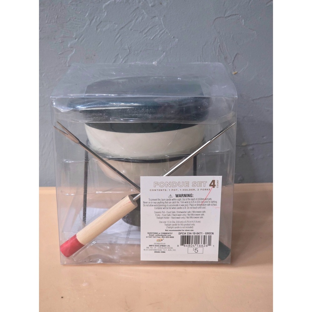 4 PC SET of CERAMIC and METAL FONDUE SETS w/2 FONDUE.‎